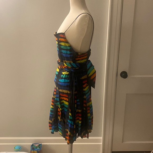 Women’s Alice and Olivia Rainbow Black Tie Dye Mini-Dress - Tags On - Size 4 - Picture 2 of 10